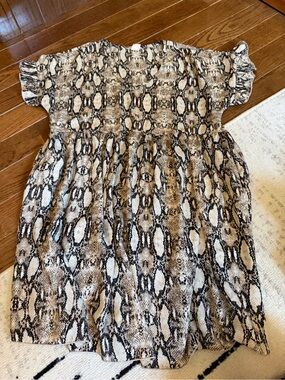 Snake Print Babydoll Dress